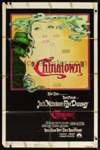 3b154 CHINATOWN int'l 1sh '74 art of Jack Nicholson & Faye Dunaway by Jim Pearsall, Roman Polanski