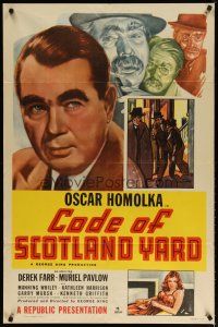 3b166 CODE OF SCOTLAND YARD 1sh '48 close up image of English detective Oscar Homolka!