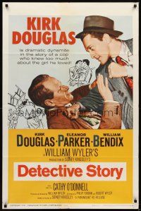 3b214 DETECTIVE STORY 1sh R60 Kirk Douglas is a cop who knew too much about the girl he loved!
