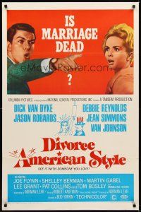 3b220 DIVORCE AMERICAN STYLE 1sh '67 Dick Van Dyke points at Debbie Reynolds, is marriage dead?