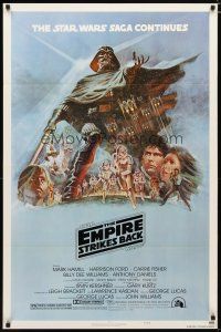 3b251 EMPIRE STRIKES BACK style B 1sh '80 George Lucas sci-fi classic, cool art by Tom Jung!