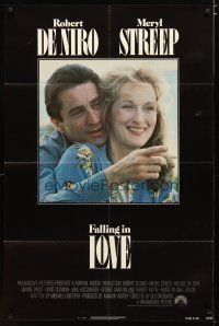 3b270 FALLING IN LOVE 1sh '84 romantic close-up of Robert De Niro & Meryl Streep!
