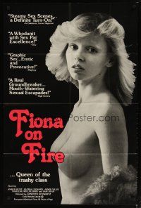 3b284 FIONA ON FIRE 1sh '78 sexy topless Amber Hunt is Queen of the trashy class!