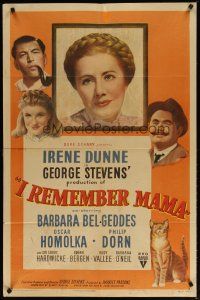 3b410 I REMEMBER MAMA 1sh '48 Irene Dunne, Barbara Bel Geddes, directed by George Stevens!