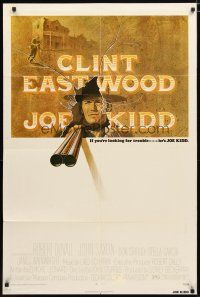 3b445 JOE KIDD 1sh '72 cool art of Clint Eastwood pointing double-barreled shotgun!