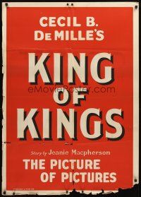 3b455 KING OF KINGS 1sh R30s Cecil B. DeMille silent Biblical epic, the picture of pictures!