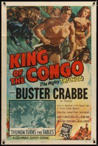 3b457 KING OF THE CONGO chapter 5 1sh '52 Buster Crabbe as The Mighty Thunda in Columbia serial!