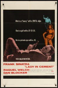 3b462 LADY IN CEMENT 1sh '68 Frank Sinatra with a .45 & sexy Raquel Welch with a 37-22-35!