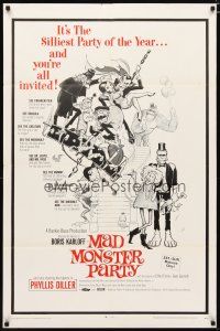 3b502 MAD MONSTER PARTY 1sh '68 great Frazetta artwork of animated Dracula, Mummy & Igor!
