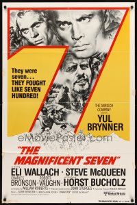 3b505 MAGNIFICENT SEVEN int'l 1sh R80 Yul Brynner, Steve McQueen, John Sturges' 7 Samurai western!