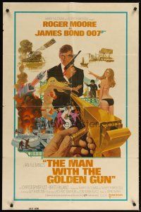 3b515 MAN WITH THE GOLDEN GUN 1sh '74 art of Roger Moore as James Bond by Robert McGinnis!