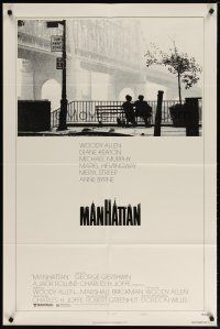 3b516 MANHATTAN style B 1sh '79 Woody Allen & Diane Keaton in New York City by bridge!