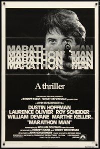 3b517 MARATHON MAN 1sh '76 cool image of Dustin Hoffman, John Schlesinger classic thriller!