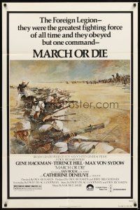 3b518 MARCH OR DIE 1sh '76 Gene Hackman, Terence Hill, art of French Foreign Legion by Tom Jung!