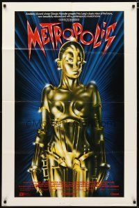 3b527 METROPOLIS int'l 1sh R84 Fritz Lang classic, Girogio Moroder, art of female robot by Nikosey!