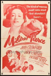 3b529 MILDRED PIERCE 1sh R56 Michael Curtiz, Joan Crawford is the kind of woman most men want!