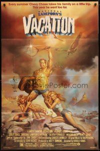 3b549 NATIONAL LAMPOON'S VACATION 1sh '83 art of Chevy Chase, Brinkley & D'Angelo by Boris!