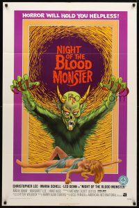 3b562 NIGHT OF THE BLOOD MONSTER 1sh '72 Jess Franco, art of wacky beast & half-dressed sexy girl!