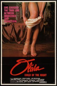 3b586 OLIVIA 1sh '82 she crossed the thin line between innocence and seduction!