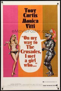 3b589 ON MY WAY TO THE CRUSADES I MET A GIRL WHO 1sh '69 art of sexy Monica Vitti & knight!