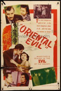 3b598 ORIENTAL EVIL 1sh '50 Man's Fate is sealed in the Evil of the Orient, Martha Hyer!