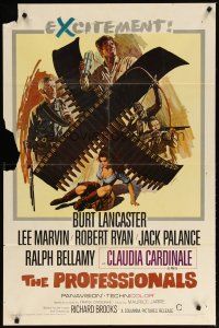 3b655 PROFESSIONALS 1sh '66 art of Burt Lancaster, Lee Marvin & sexy Claudia Cardinale!
