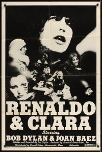 3b680 RENALDO & CLARA 1sh '78 great close-up of Bob Dylan, Joan Baez & cast!