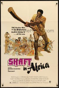 3b742 SHAFT IN AFRICA 1sh '73 art of Richard Roundtree stickin' it all the way in the Motherland!