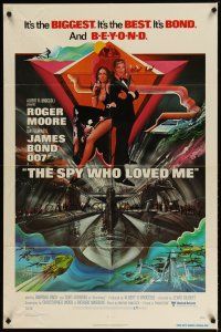 3b787 SPY WHO LOVED ME int'l 1sh '77 great art of Roger Moore as James Bond 007 by Bob Peak!