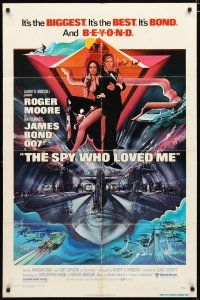 3b786 SPY WHO LOVED ME 1sh '77 great art of Roger Moore as James Bond 007 by Bob Peak!