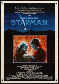 3b792 STARMAN 1sh '84 John Carpenter, alien Jeff Bridges & Karen Allen staring at snow!