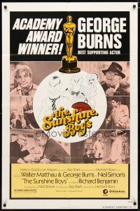 3b811 SUNSHINE BOYS awards 1sh '75 Hirschfeld art of George Burns, Walter Matthau & Lee Meredith!