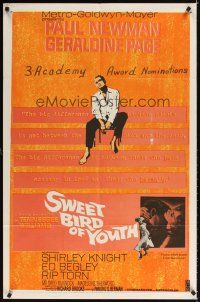 3b821 SWEET BIRD OF YOUTH 1sh '62 Paul Newman, Geraldine Page, from Tennessee Williams' play!