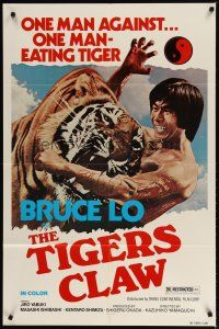 3b872 TIGERS CLAW 1sh '76 Bruce Lo, wild image of man fighting tiger!