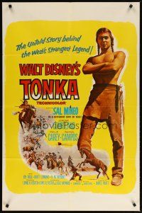 3b883 TONKA 1sh '57 Sal Mineo, Walt Disney, West's strangest legend, artwork of Native Americans!