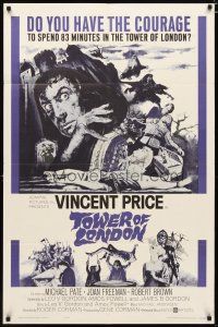 3b890 TOWER OF LONDON 1sh '62 Vincent Price, Roger Corman, montage of horror artwork!