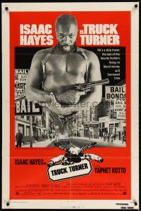 3b901 TRUCK TURNER 1sh '74 AIP, cool image of bounty hunter Isaac Hayes with gun!