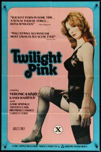 3b905 TWILIGHT PINK 1sh '81 sexy Veronica Hart in black lingerie & nylons!
