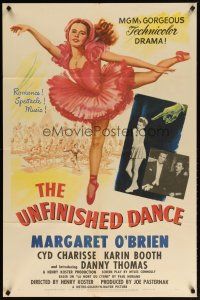 3b922 UNFINISHED DANCE 1sh '47 great artwork of pretty young ballerina Margaret O'Brien!