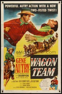 3b942 WAGON TEAM 1sh '52 Gene Autry action with a two-fisted twist!