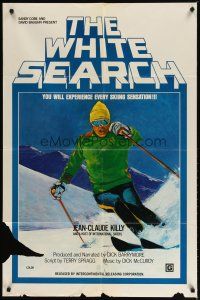 3b957 WHITE SEARCH 1sh '71 winter sports documentary, really cool ski artwork!