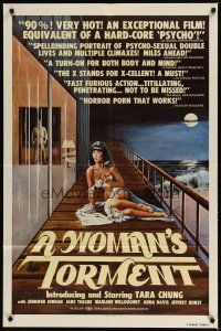 3b977 WOMAN'S TORMENT 1sh '77 lesbian sex horror thriller, art of nearly nude Tara Chung!
