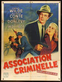 3c332 BIG COMBO French 1p '56 Roger Soubie art of Cornel Wilde & sexy Jean Wallace, classic noir!