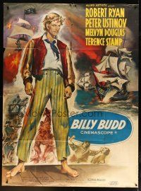 3c335 BILLY BUDD French 1p '62 cool full-length art of Terence Stamp in his 1st starring role!