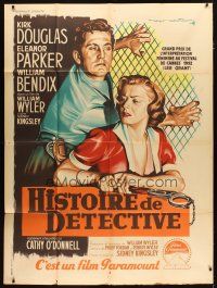 3c374 DETECTIVE STORY French 1p '52 William Wyler, Soubie art of Kirk Douglas & Eleanor Parker!