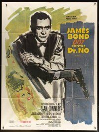 3c383 DR. NO French 1p R70s cool different art of Sean Connery as James Bond holding gun!
