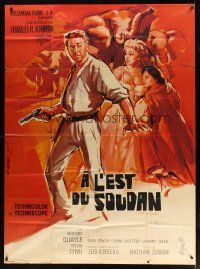 3c385 EAST OF SUDAN French 1p '64 Anthony Quayle, Sylvia Syms, first Jenny Agutter, Ghirardi art!