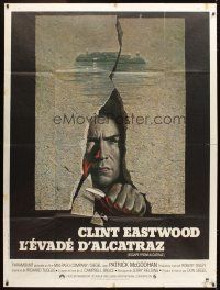 3c396 ESCAPE FROM ALCATRAZ French 1p '79 cool artwork of Clint Eastwood busting out by Lettick!