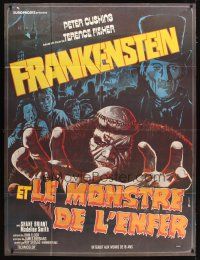 3c420 FRANKENSTEIN & THE MONSTER FROM HELL French 1p '74 Hammer, different Faugere horror art!