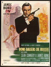 3c421 FROM RUSSIA WITH LOVE French 1p R70s art of Sean Connery as James Bond by Boris Grinsson!